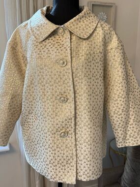 Vintage NY Collection Cream Coat with Gold Metallic Dots